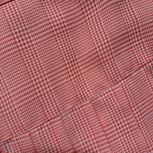 Lightweight Size M Orange Pleated Grid Check Short Skirt - Picture 6 of 7